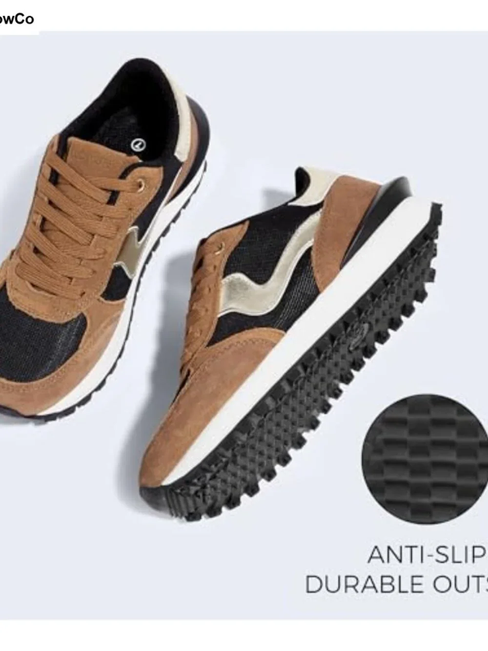 Women's Platform Sneakers Faux Leather Memory Foam Retro Walking Shoes